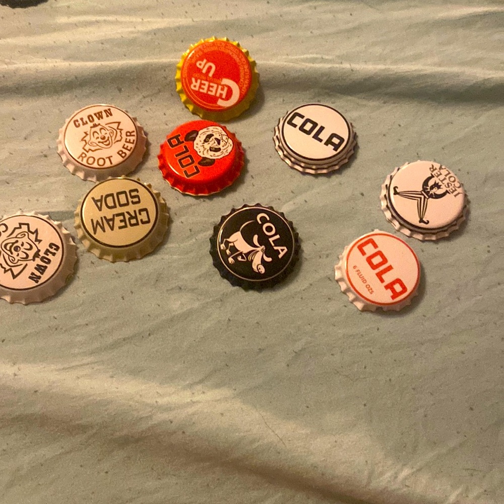 3 random soda cap pins (handmade)